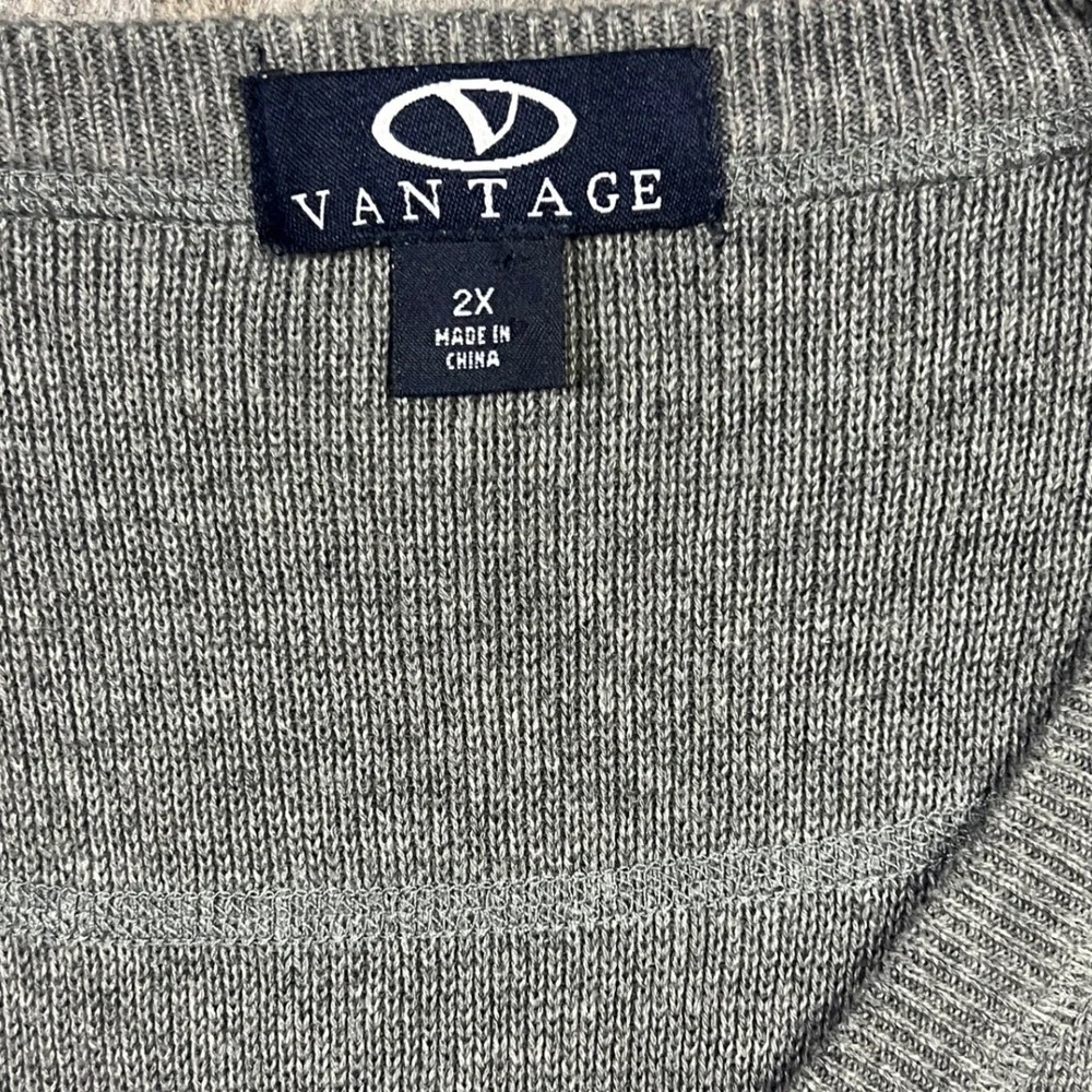 Vantage Kansas Jayhawks Sweater Vest Men 2X Gray Cotton V-Neck Embroidered Logo
